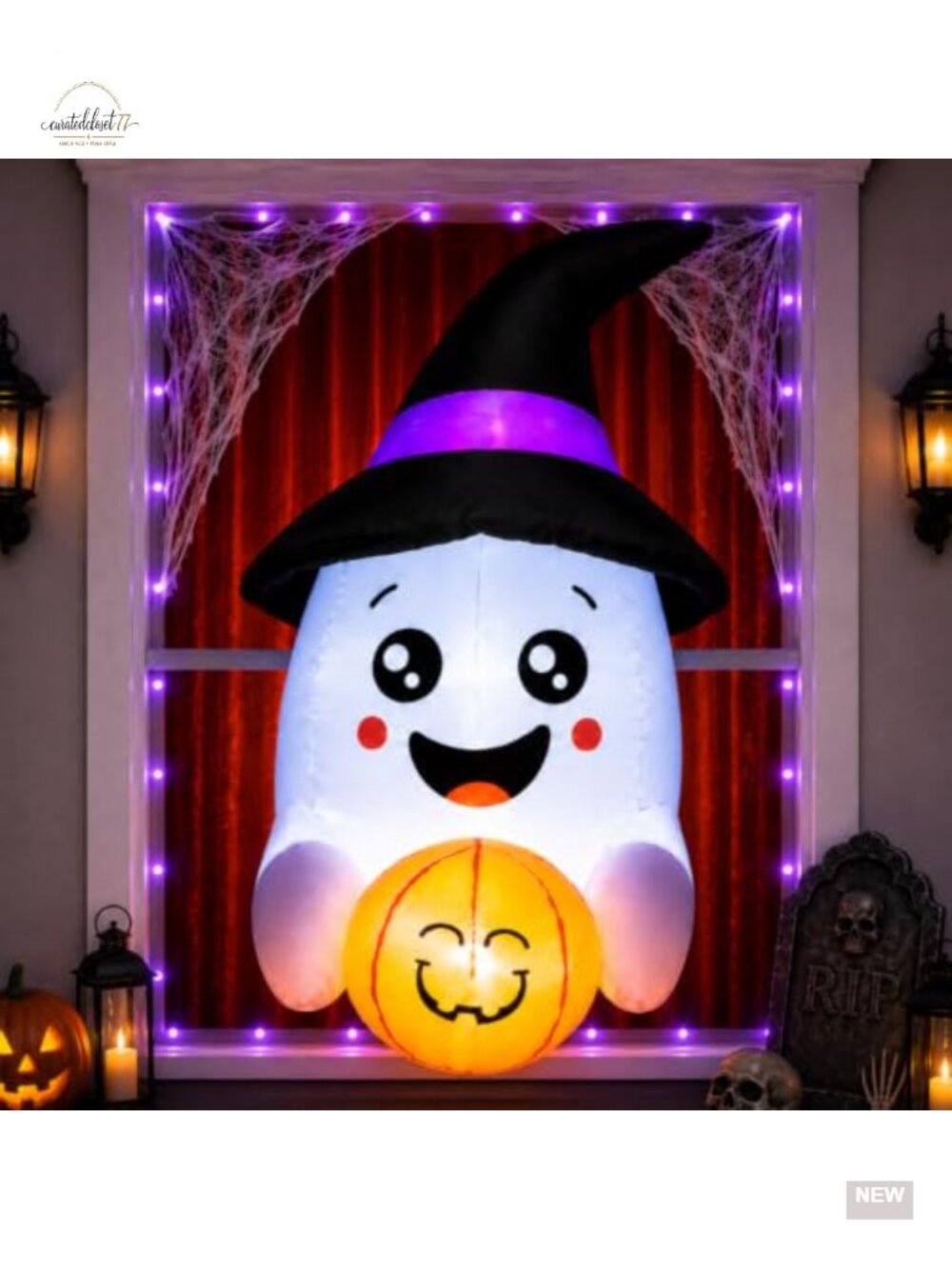 Halloween Inflatable Ghost Outdoor Decoration with LED Lights, 3.6FT